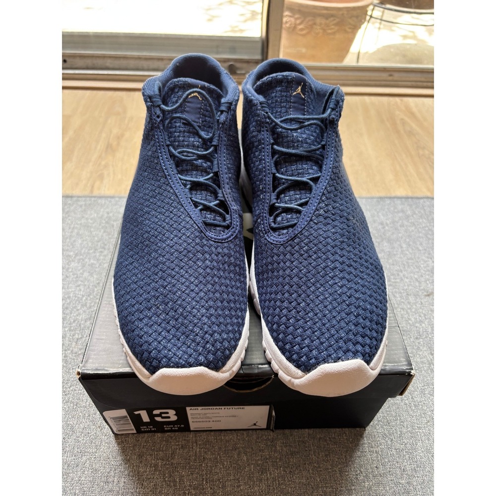 Air Jordan Future Midnight Navy White Woven Sneakers 656503-400 Mens 13